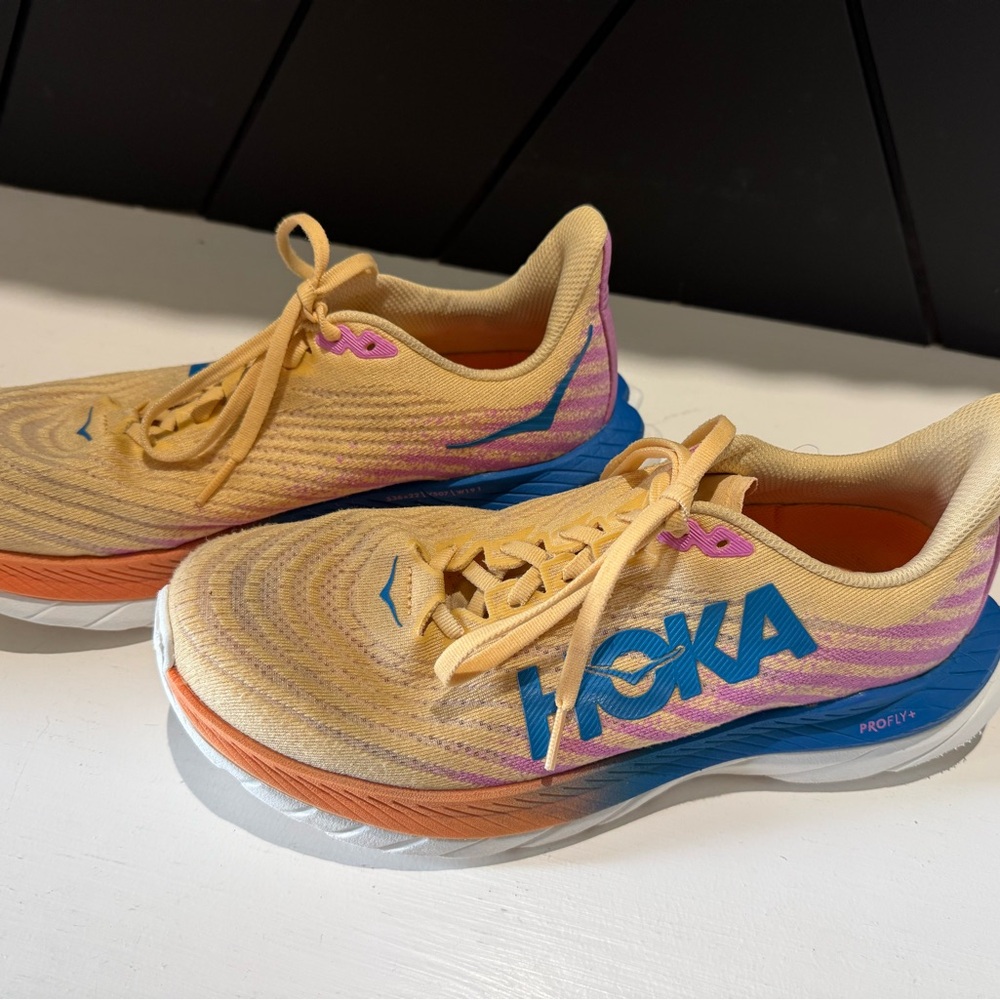 Hoka Athletic Shoes in Yellow and Blue